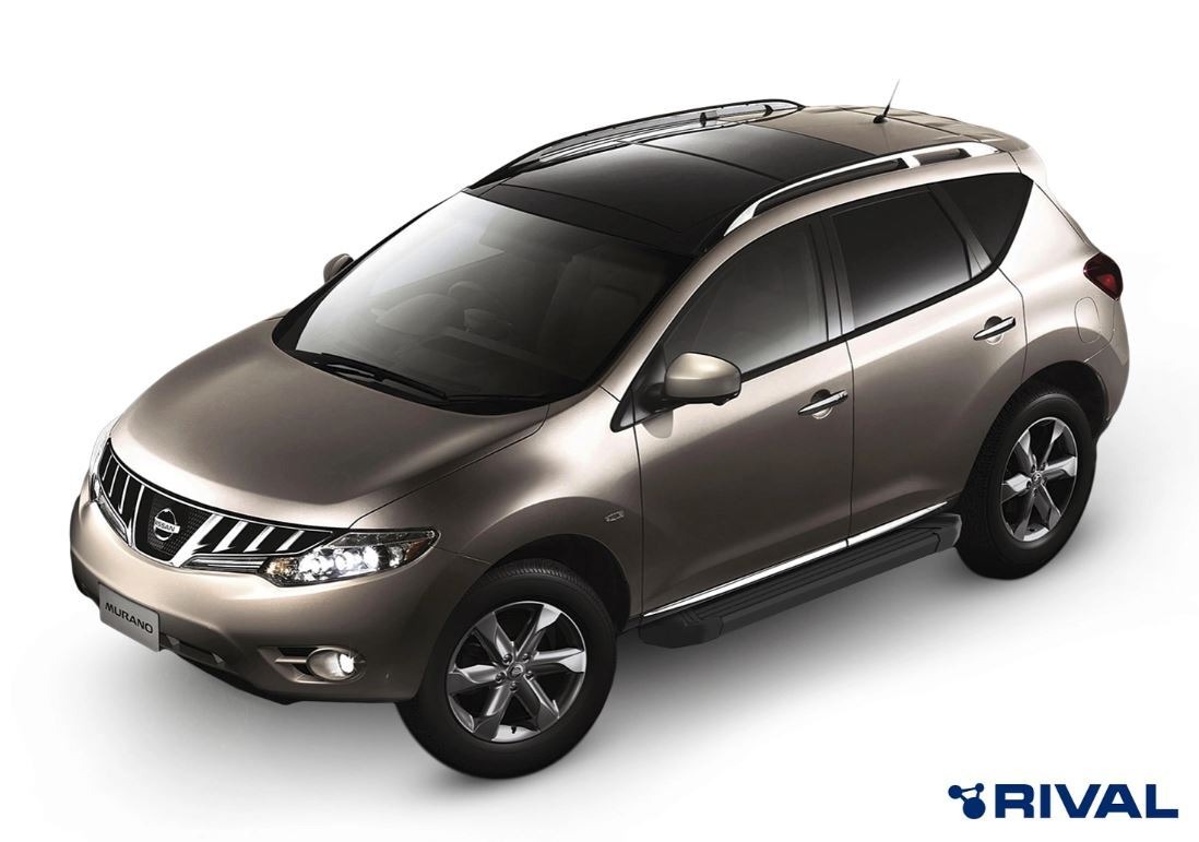 Порог-площадка Rival Black F173ALB c комплектом крепежа для Nissan Murano (Z51)