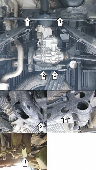 Защита стальная Мотодор для заднего дифференциала на Volkswagen Multivan/Transporter/Caravelle T5 и T6/T6.1 фото 3