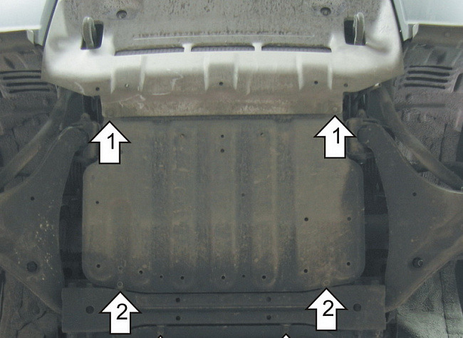 Защита стальная Мотодор для картера двигателя, переднего дифференциала на Mitsubishi Pajero IV фото 3