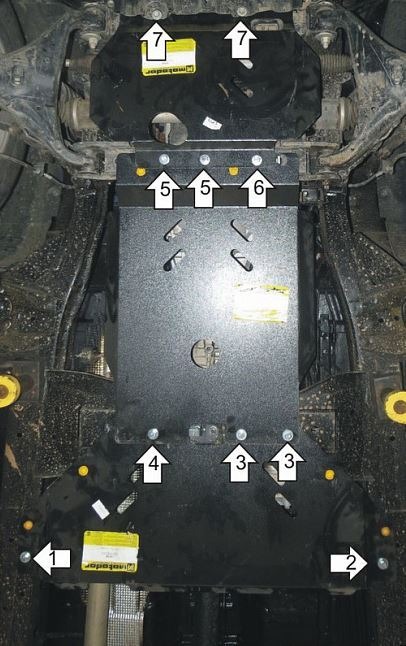Защита стальная Мотодор для картера двигателя, переднего дифференциала, КПП и РК на Ford Ranger фото 2