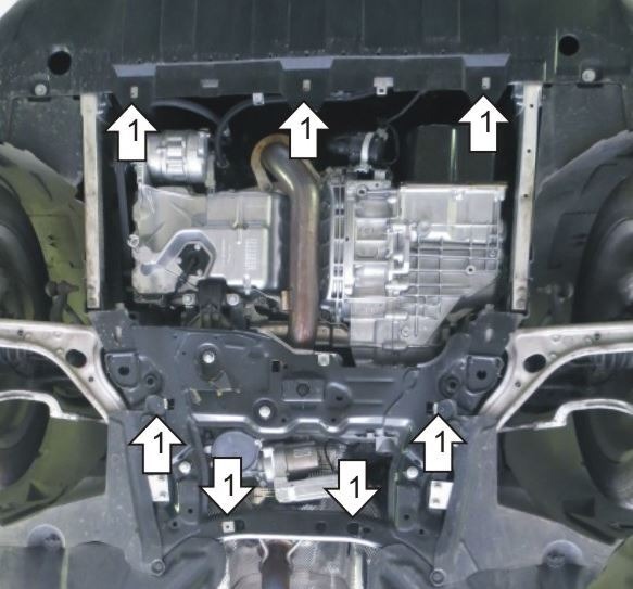 Защита стальная Мотодор для картера двигателя и КПП на Mercedes-benz GLA-Class/B-Class фото 3