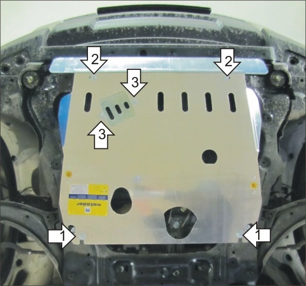 Защита алюминиевая Мотодор для картера двигателя, КПП на Nissan X-Trail фото 3