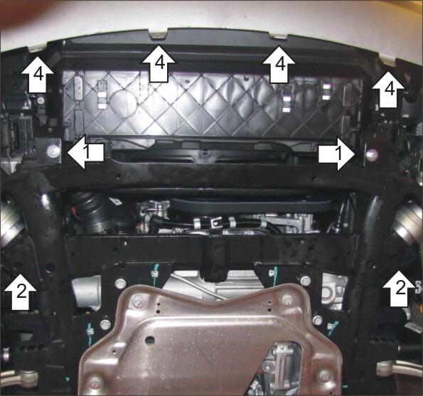 Защита алюминиевая Мотодор для радиатора на BMW X5 (e70) фото 2