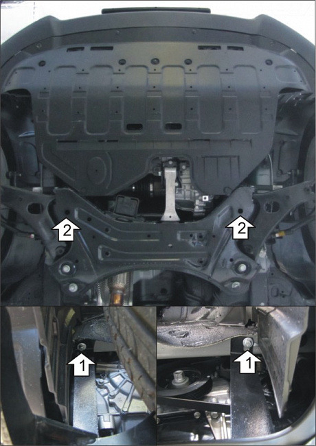 Защита алюминиевая Мотодор для картера двигателя, КПП на KIA Sportage и Hyundai ix35 фото 2