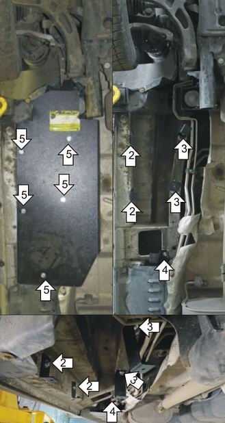 Защита стальная Мотодор для трубок кондиционера на Volkswagen Multivan/Transporter/Caravelle T5 и T6 фото 2