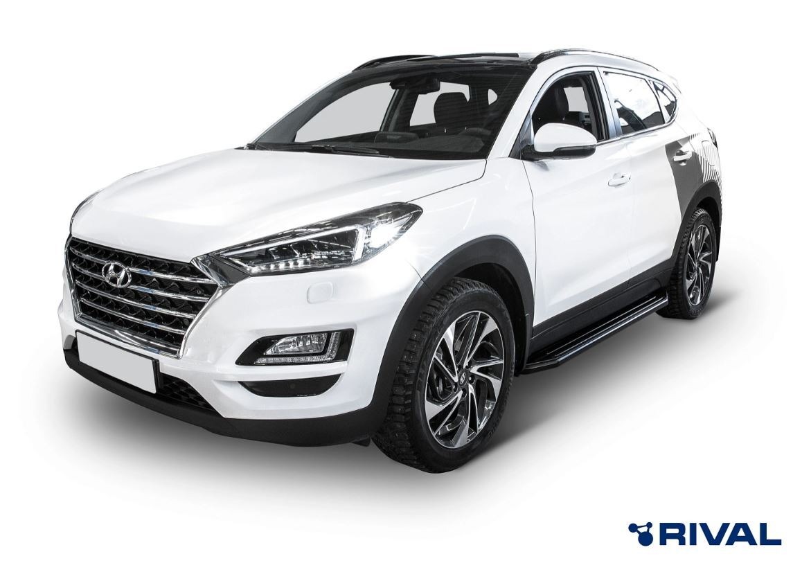 Порог-площадка Rival Premium-Black A173ALB c комплект крепежа для Hyundai Tucson (TL) и Kia Sportage (QL) фото 3