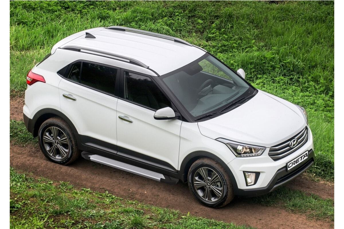 Порог-площадка Rival Silver F173AL c комплектом крепежа для Hyundai Creta (GS) фото 2