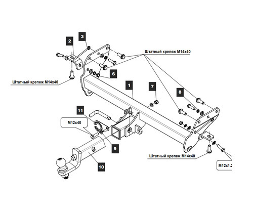 Фаркоп TowRus для Jeep Grand Cherokee (WK2)