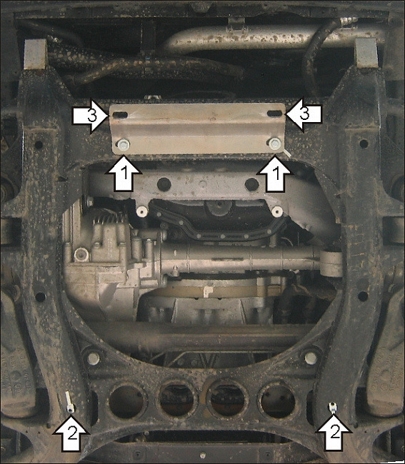 Защита алюминиевая Мотодор для картера двигателя на Volkswagen Touareg и Porsche Cayenne фото 3