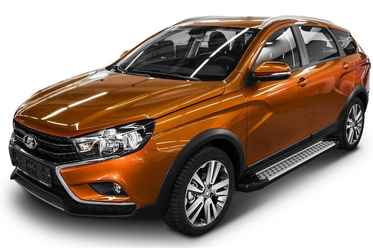 Порог-площадка Rival BMW-Style D180AL c комплект крепежа для Lada Vesta SW Cross фото 3