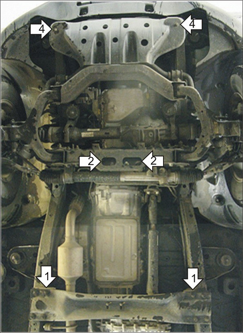Защита алюминиевая Мотодор для картера двигателя, КПП на Ssangyong Kyron фото 3