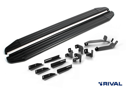 Порог-площадка Rival Premium-Black A193ALB c комплектом крепежа для Chery Tiggo 9 (2 поколение) Exeed RX (1 поколение)​ и Jaecoo J8 (1 поколение)​