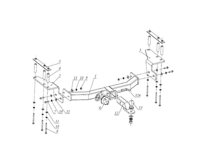 Фаркоп Бизон с антистуком для SsangYong Kyron (D100/D200)​ фото 3