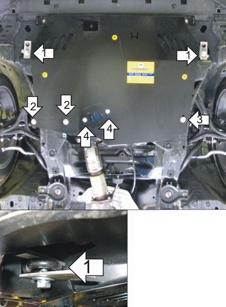 Защита стальная Мотодор для картера двигателя, КПП на Honda Accord VIII фото 2
