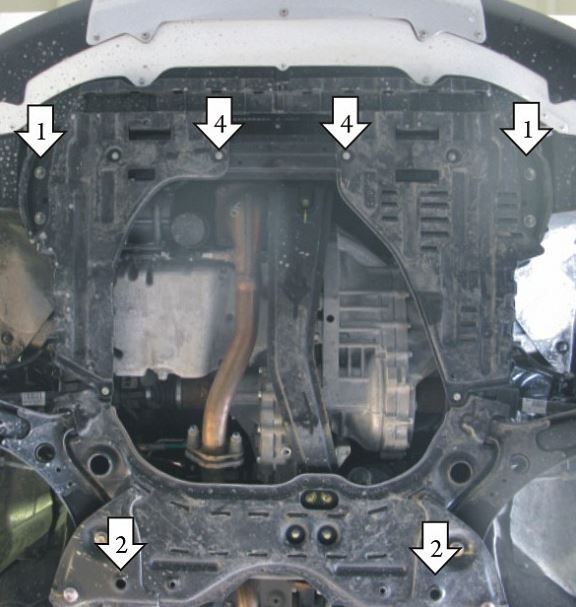 Защита стальная Мотодор для картера двигателя, КПП на Suzuki Sx4 и  FIAT Sedici фото 3
