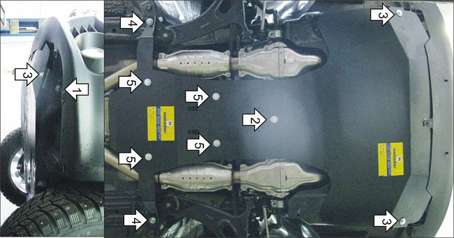Защита алюминиевая Мотодор для картера двигателя, КПП на Subaru Tribeca фото 2