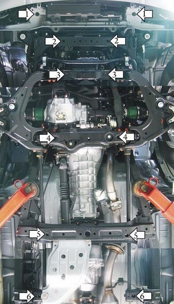 Защита стальная Мотодор для картера двигателя, переднего дифференциала, КПП, радиатора и РК на Mazda BT-50 и Ford Ranger фото 7