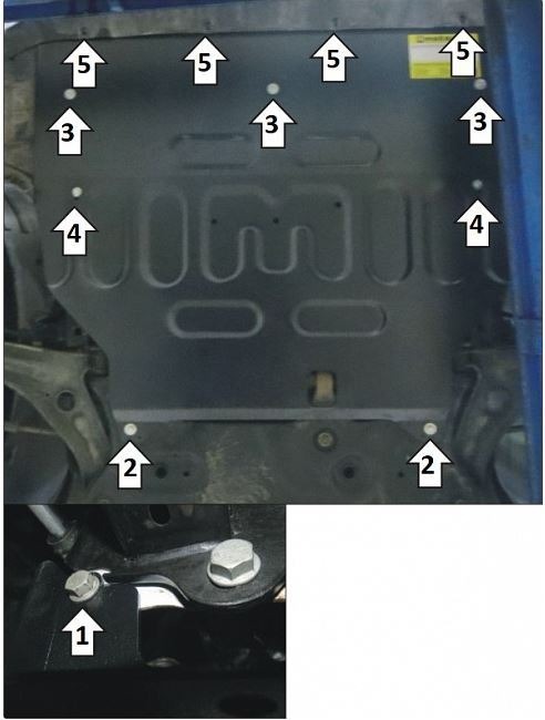 Защита стальная Мотодор для картера двигателя, КПП на Exeed VX и TXL фото 4