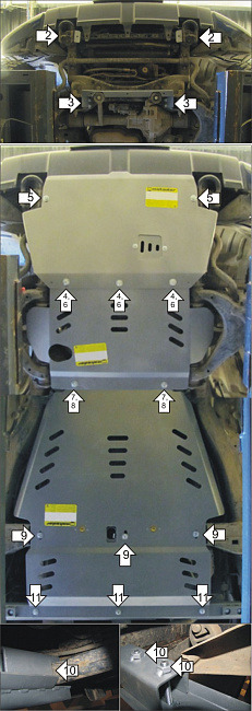 Защита алюминиевая Мотодор для картера двигателя, переднего дифференциала, КПП, радиатора и РК на Toyota Tundra фото 6