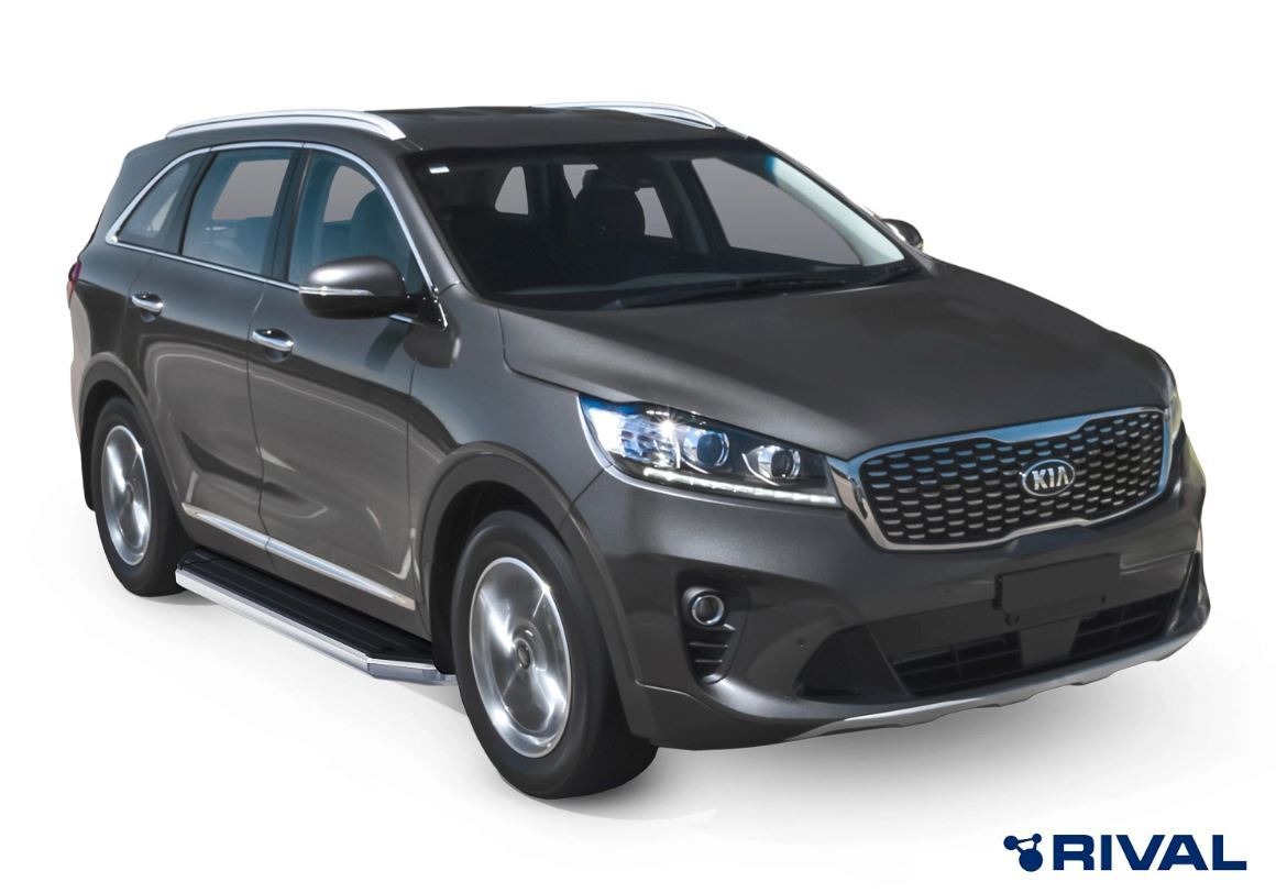 Порог-площадка Rival Premium A180ALP c комплект крепежа для Kia Sorento Prime (UM рестайлинг) фото 2