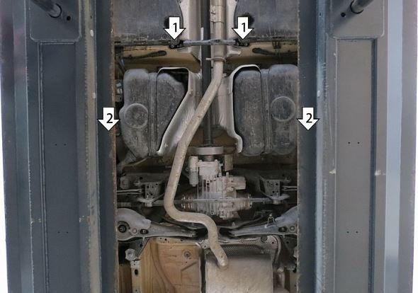 Защита стальная Мотодор для топливного бака на Volkswagen Tiguan фото 3