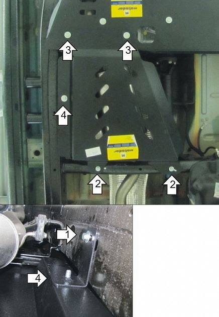 Защита стальная Мотодор для глушителя на Volkswagen Amarok фото 2