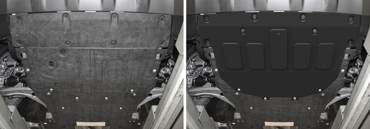 Защита алюминиевая черная Rival для картера и КПП на Land Rover Discovery Sport (L550 рестайлинг) фото 2