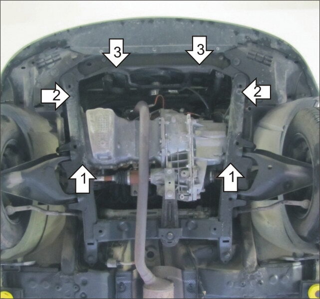 Защита стальная Мотодор для картера двигателя, КПП на Renault Sandero Stepway/Logan/Sandero Lada Largus/X-Ray/X-Ray Cross и Nissan Almera фото 3