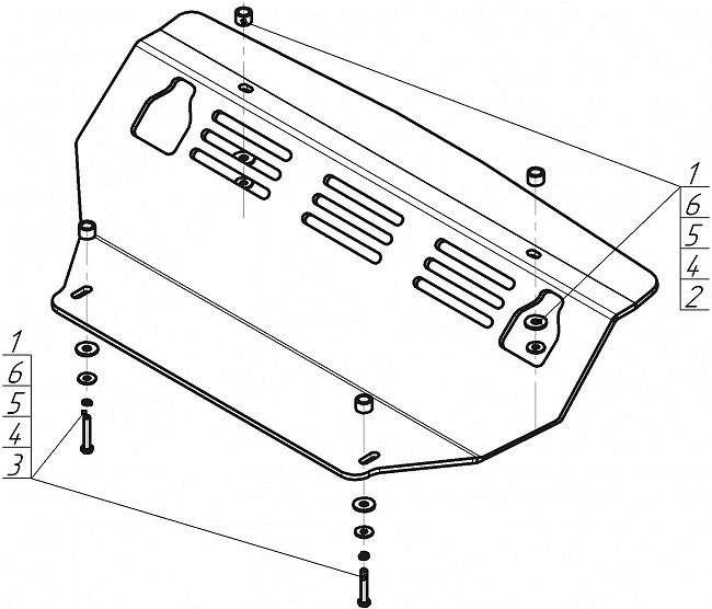 Защита алюминиевая Мотодор для радиатора, интеркулера на Mitsubishi Pajero IV фото 2