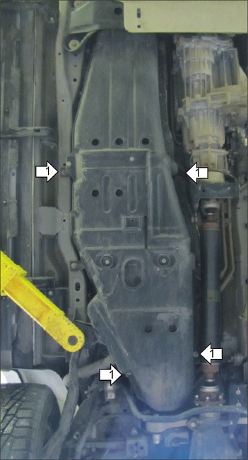 Защита алюминиевая Мотодор для топливного бака на Mitsubishi Pajero IV фото 3