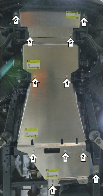Защита алюминиевая Мотодор для переднего дифференциала, РК, КПП, картера двигателя и радиатора на Ford F-150 фото 4