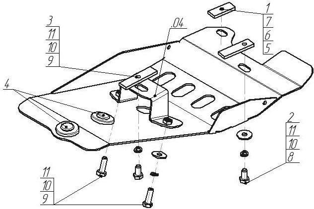 Защита стальная Мотодор для трубок кондиционера на Ford Explorer фото 4