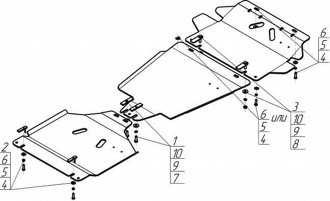 Защита алюминиевая Мотодор для картера двигателя, КПП, РК на Great Wall Wingle 5/H3/Hover H3/Hover H5 фото 4