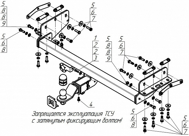 Фаркоп Motodor с оцинкованным шаром для Dongfeng DF6