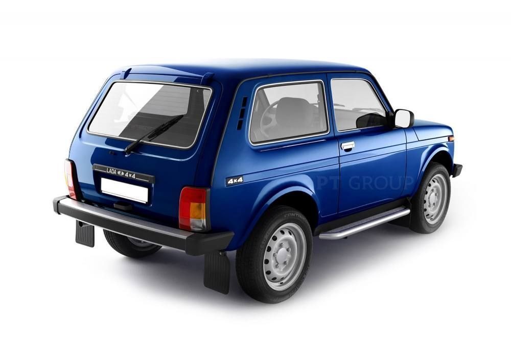 Защита порогов с алюминиевой площадкой PT Group для Lada Niva и  Niva Urban (2121) d51 mm