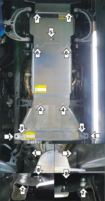 Защита алюминиевая Мотодор для картера двигателя, переднего дифференциала, КПП, радиатора и РК на Dodge Ram 1500 фото 4