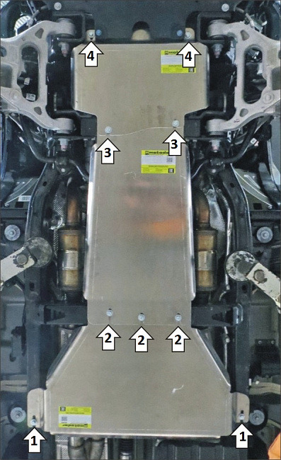 Защита алюминиевая Мотодор для картера двигателя, переднего дифференциала, КПП, РК на Dodge Ram 1500 TRX фото 4