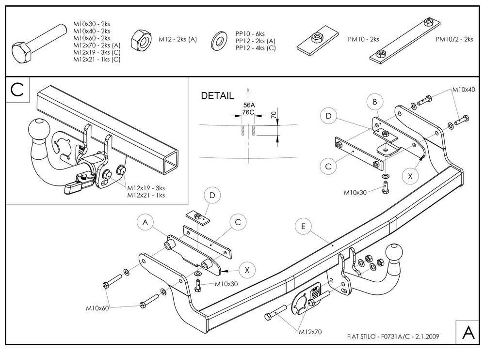 Фаркоп GALIA для FIAT Stilo хетчбек 3/5 дверей фото 2