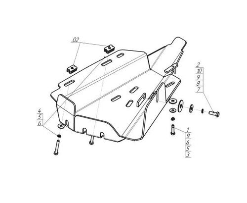 Защита алюминиевая Мотодор для компрессора пневмоподвески на Land Rover Range Rover Sport и Discovery IV