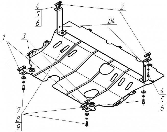 Защита стальная Мотодор для картера двигателя и КПП на Mazda 3 фото 4