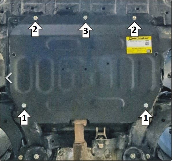 Защита стальная Мотодор для картера двигателя, КПП на Jac J7 фото 4
